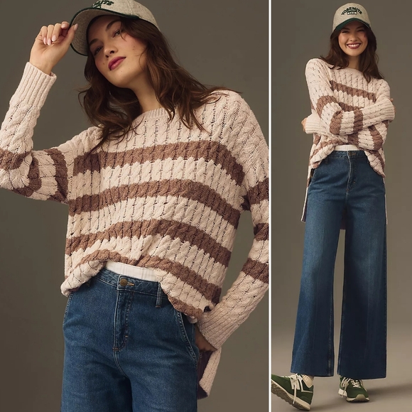 Anthropologie Sweaters - Anthropologie, Pilcro Longline Stitch Striped Sweater NWT